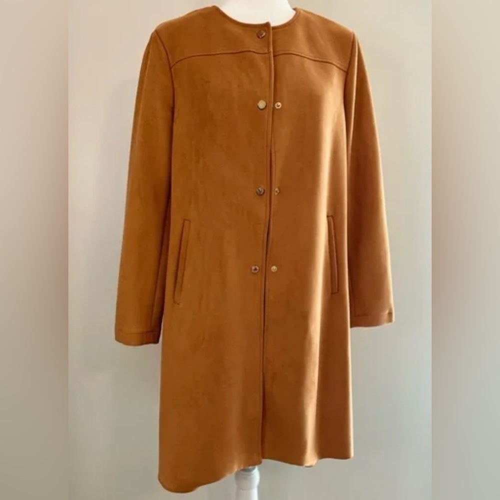 Marc New York suede jacket coat - size XL - faux suede gold snaps has 2 pockets